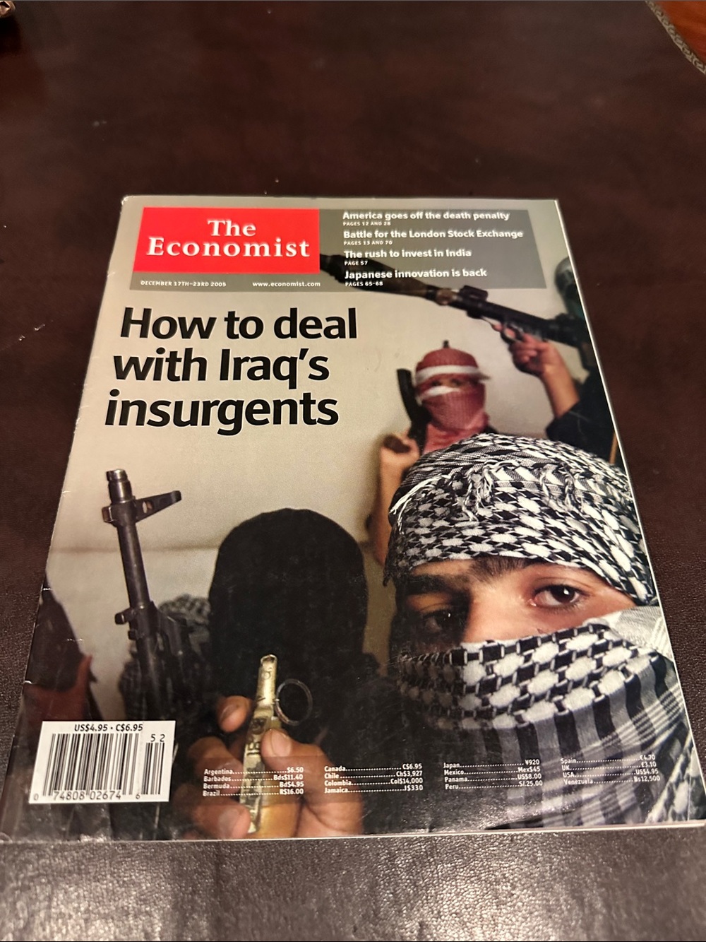 The Economist Magazine - Beige Cover with Red Masthead   2005